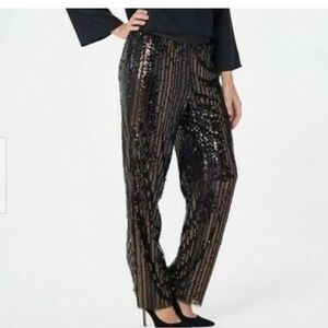 Bob Mackie Wearable Art Black and Bronze Sequin Pants